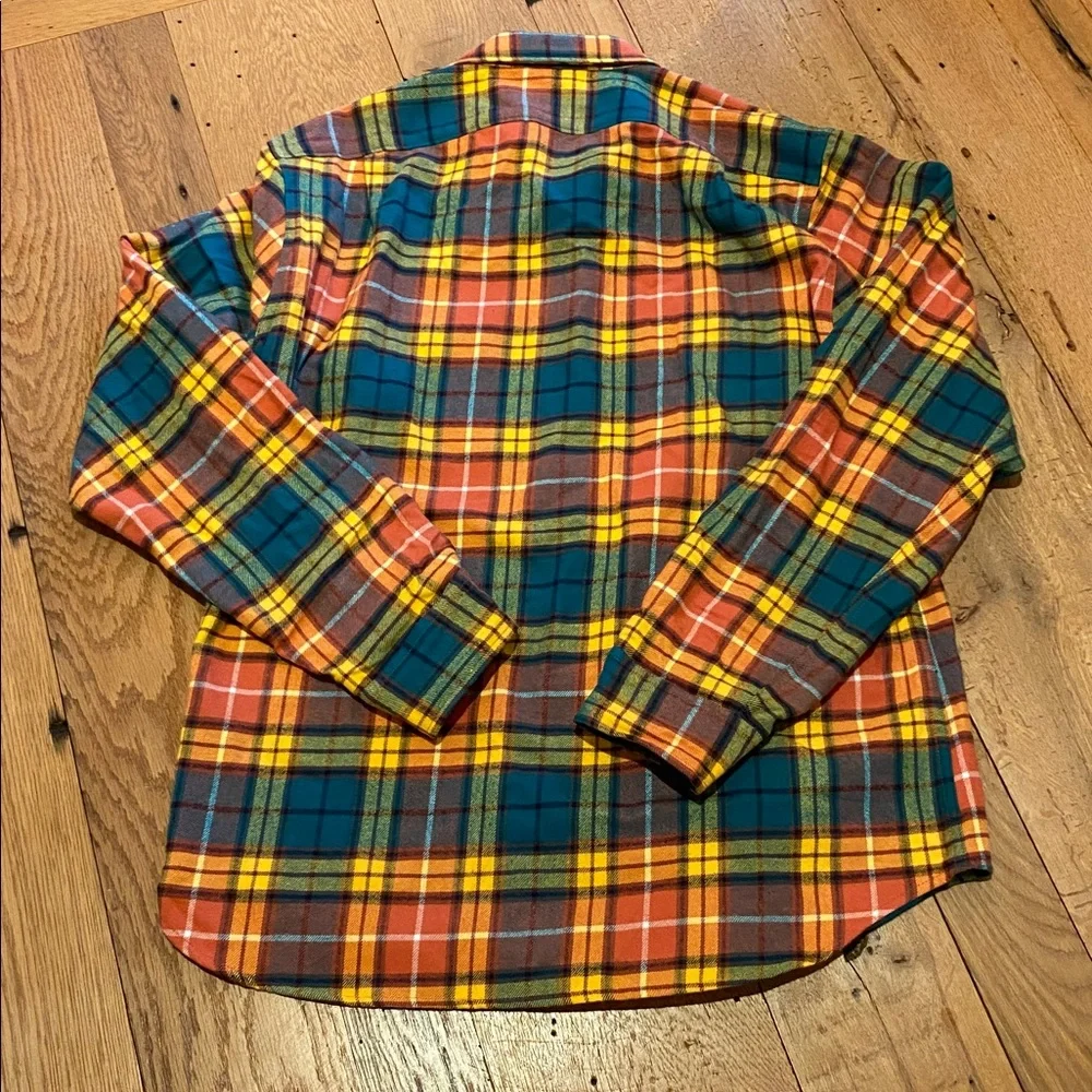 J Crew Cotton Mid Weight Flannel Double Brushed Slim Plaid Tartan LARGE FA21